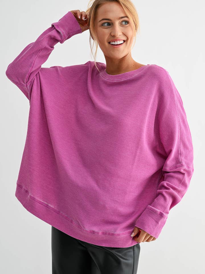 Mono B - Wholesale Sweatshirt - Women's - Waffle Ribbed Roundneck Pullover28