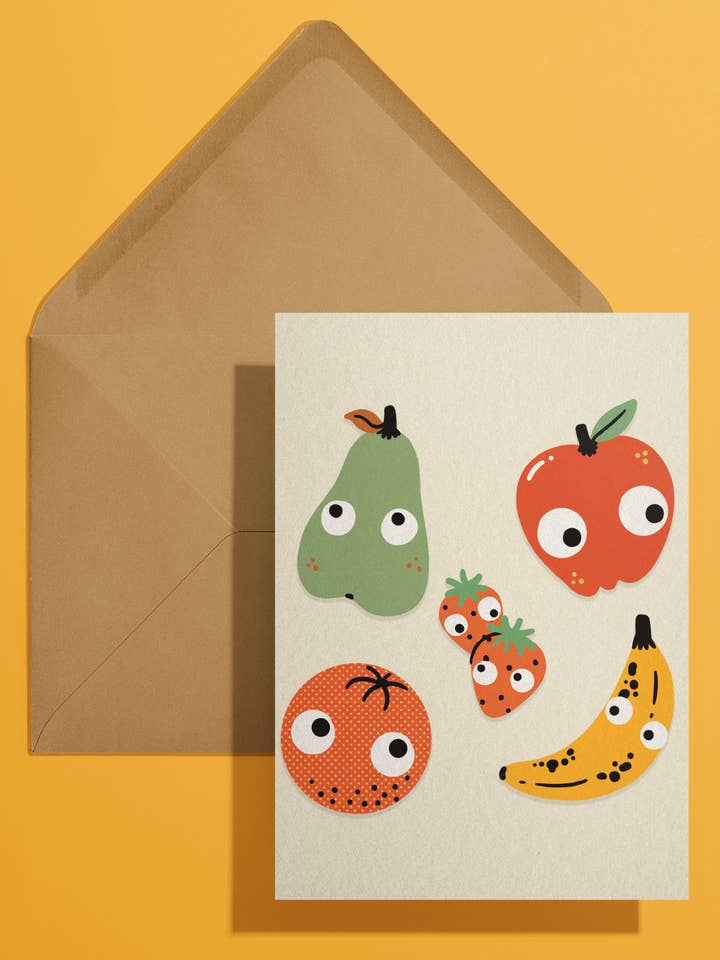 Googly Fruit Melange Card for wholesale by Stay Home Club