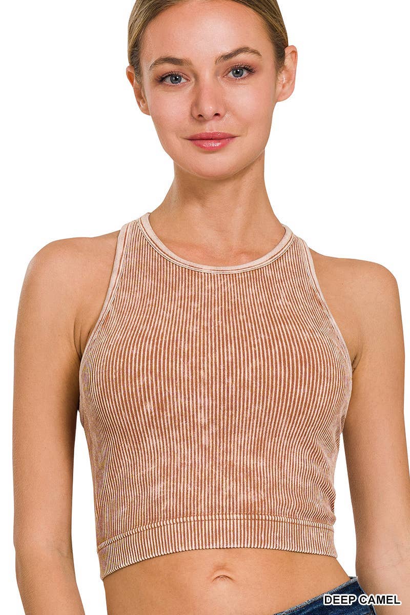 Vanilla Monkey – Tops – Mulher por atacado – Top acolchoado com sutiã com nervuras lavadas em pedra0