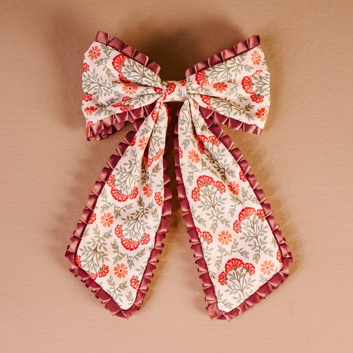 Fancy Frills Hair Bow-Everbloom Dusty Rose for wholesale by The Darling Effect
