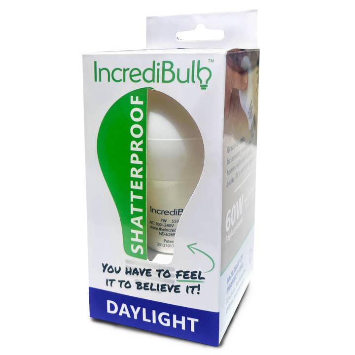 Butterie - Wholesale Light Bulb/Puck - IncrediBulbâ„¢ Shatterproof Light Bulb - Daylight 7W (60W Eq.)
