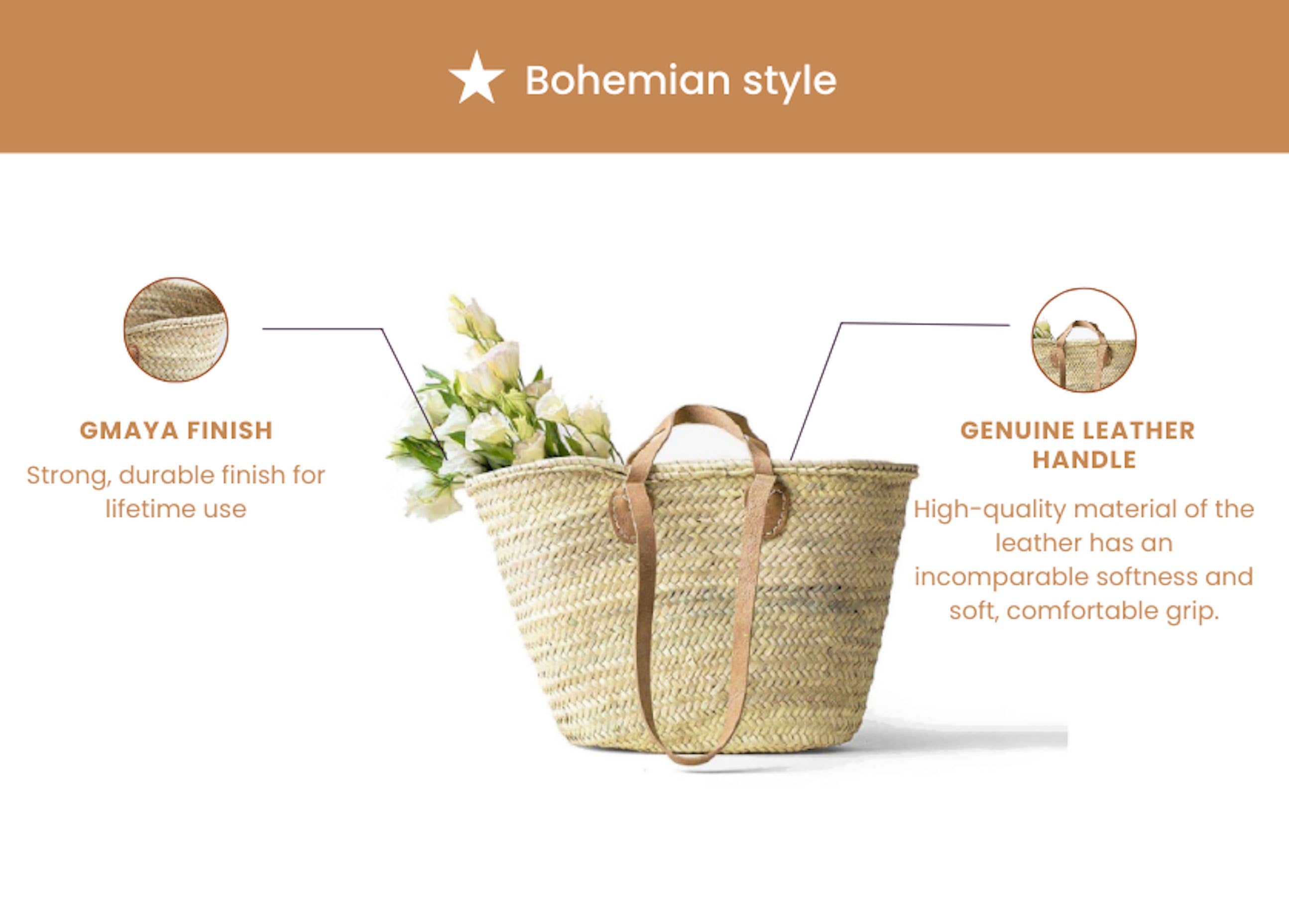 NomadWeave Ltd - Wholesale Strandtas - Franse marktmand met dubbele leren handvatten2