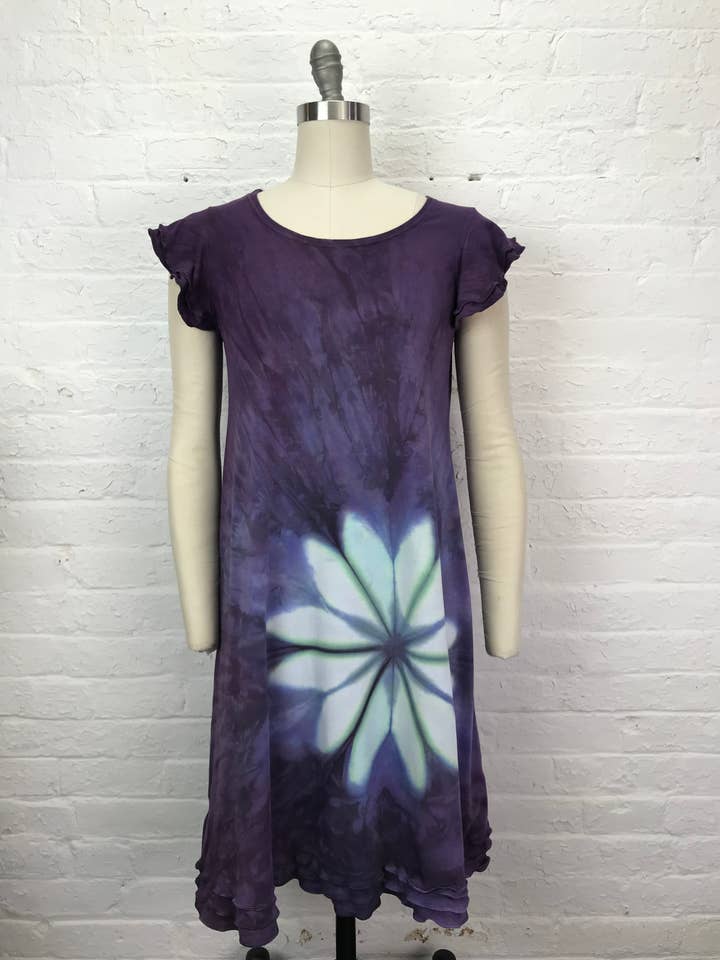 Ruffled Pixie Sun Dress in Night Blooming Cereus for wholesale by Cloud Candy Clothing