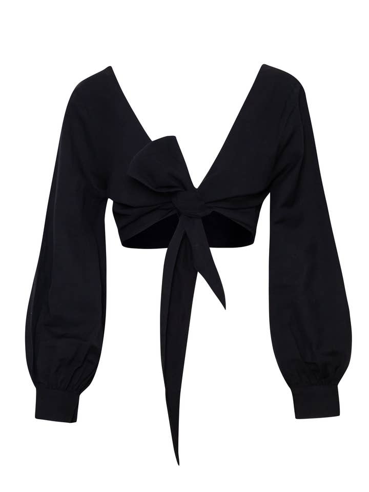 Adela Linnedragt Top Sort for engroshandel hos Carolina Benoit