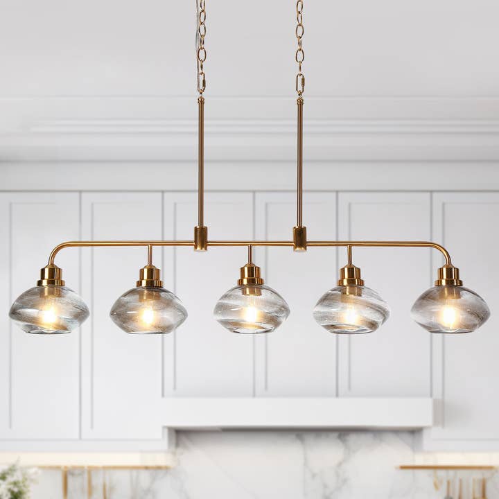 Eldrion 5-Light Brass Island Light for wholesale by Belles Lighting