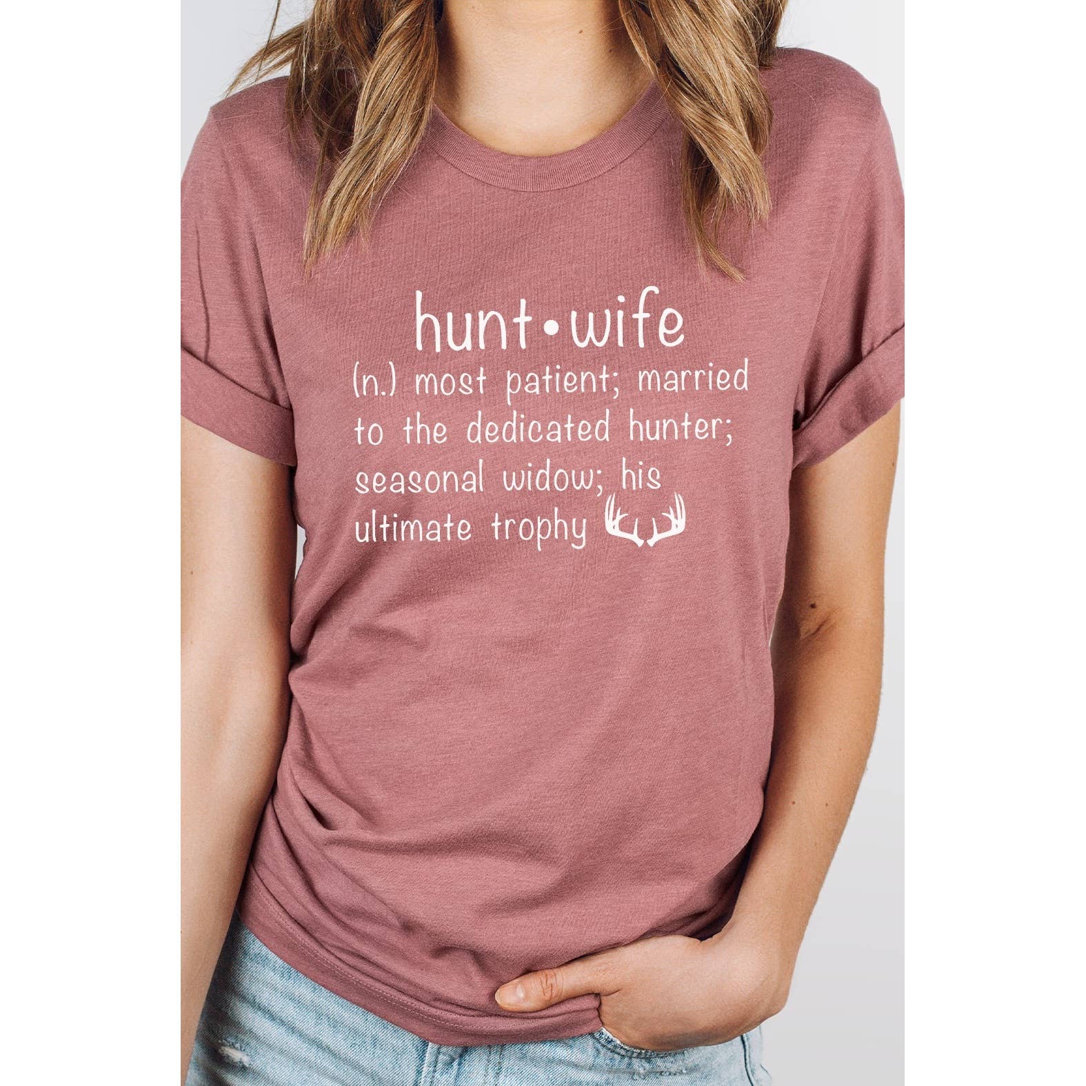 Kissed Apparel – wholesale T-shirts med screentryck – Dam – Hunt Wife Antlers Hunting Season Höst Grafisk Tee5