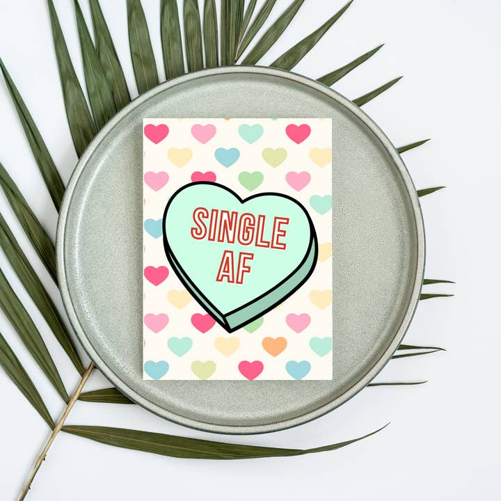 Single AF Conversation Heart Greeting Card - Blank Inside for wholesale by Beautiful Mind Design