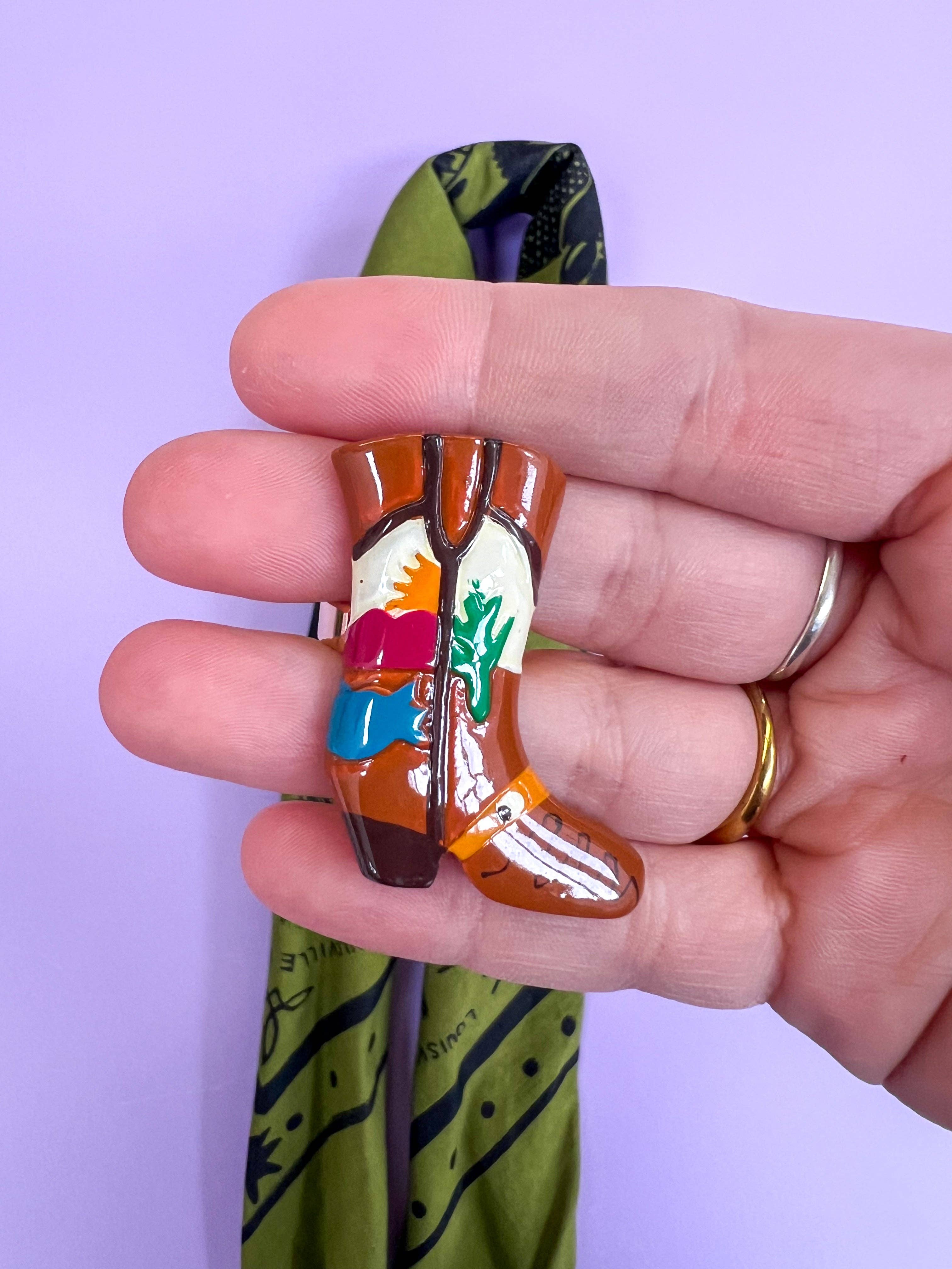 Velvet Outlaw - Wholesale Scarf Clip - Women's - Colorful Cowboy Boot Bandana Slide - Multiple Colors5