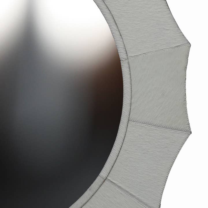 Sagebrook Home - Wholesale Wall Mirror - Wood Inverted Scallop Hair On Hide Mirror - Ivory, 42 in.5