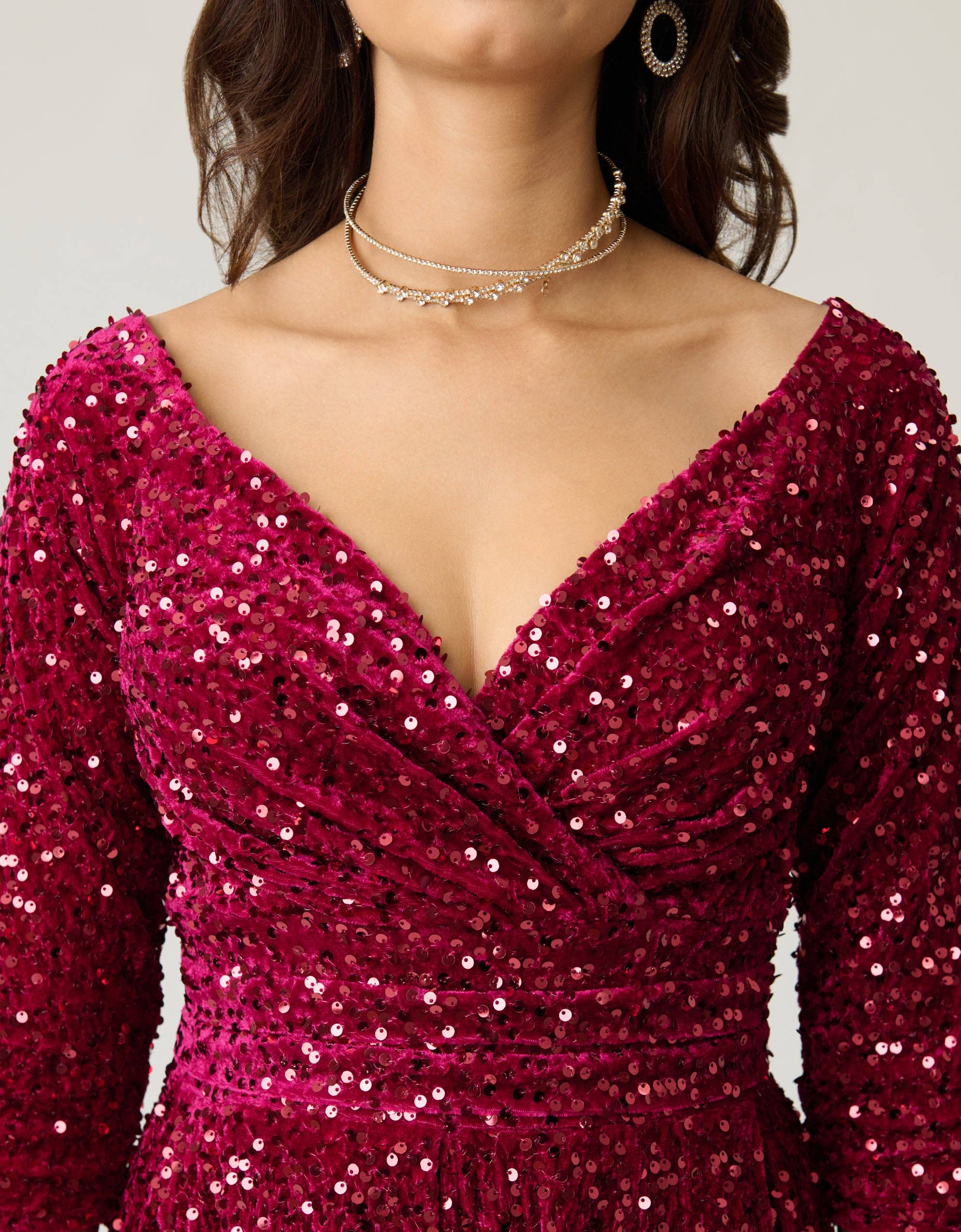 Unique Vintage - Wholesale Dress - Women's - Unique Vintage Burgundy Velvet Sequin Marceline Swing Dress3