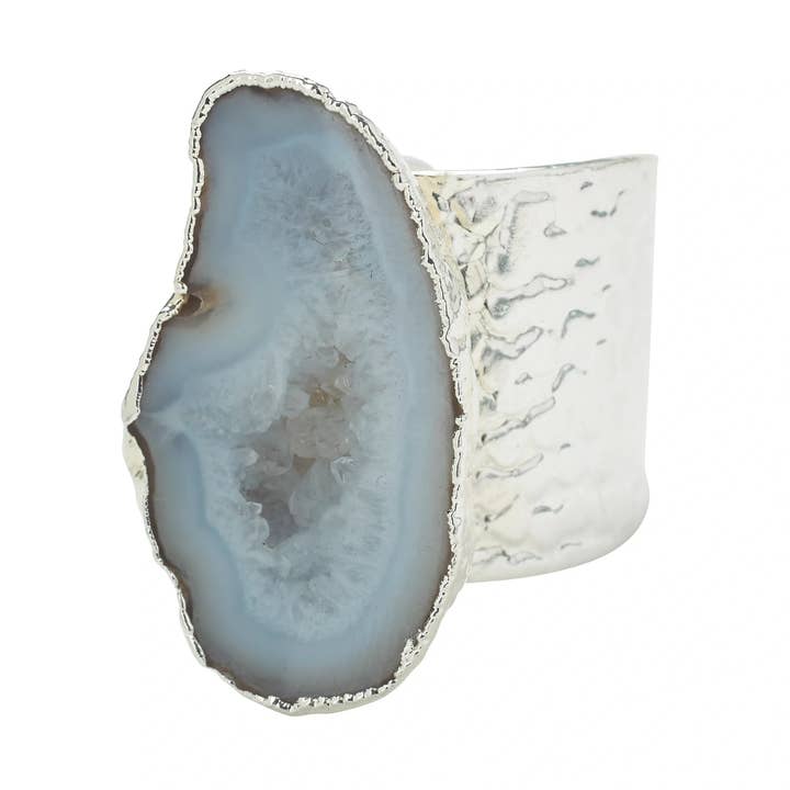 YAA YAA LONDON - Wholesale Cocktail/statement ring - YAA YAA LONDON Silver Mega White Crystal Gemstone Statement Ring0
