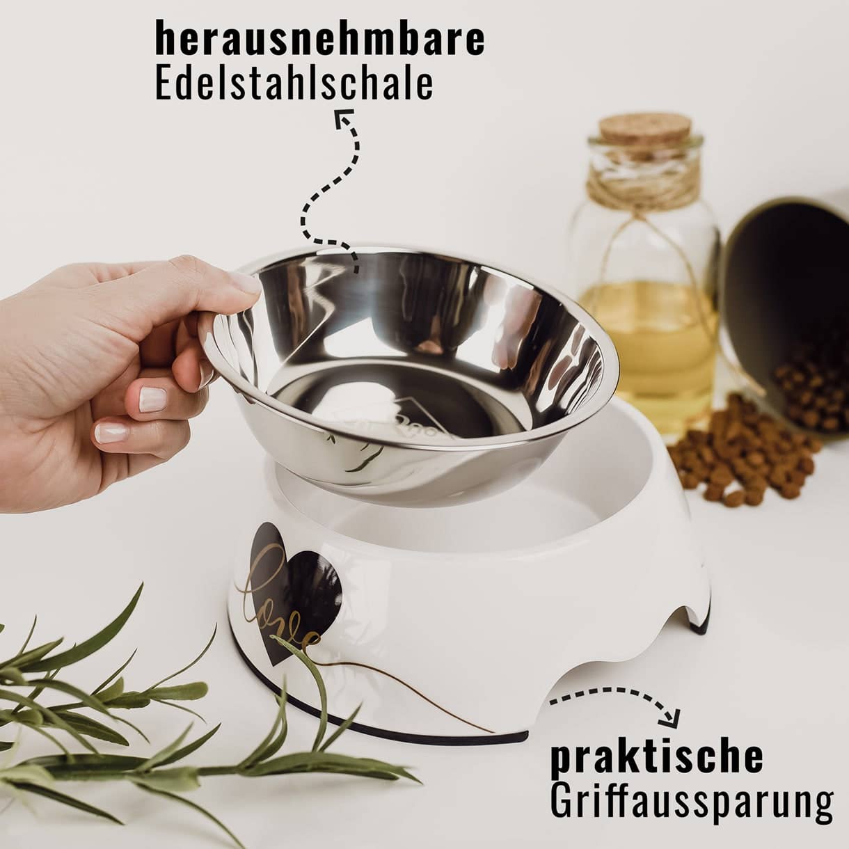 ne&no - Wholesale Pet Bowl - Cat/Dog - ne&no® Feeding Bowl 2-PIECE SET -Dogs & Cats- "Love"1