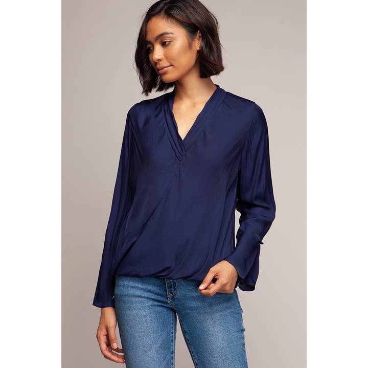 Naked Zebra Rack - Wholesale Blouse - Women's - Surplice Twisted Detail Long Sleeve Blouse8