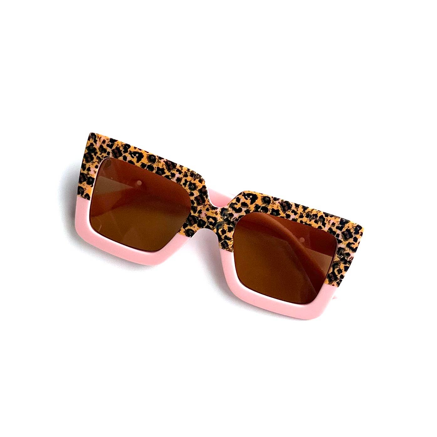 iconic mi - Wholesale Sunglasses – kids - Kids Sunglasses Retro Square Two Tone Animal Print Pink