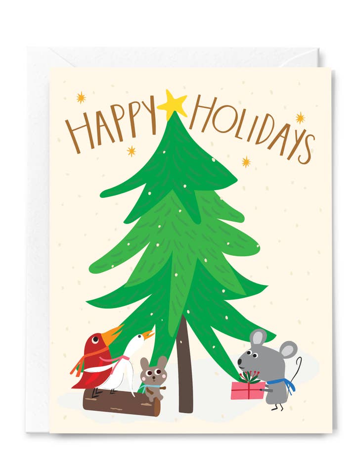 Woodland Christmas Gift Gathering Card for wholesale by Happy Just Happy