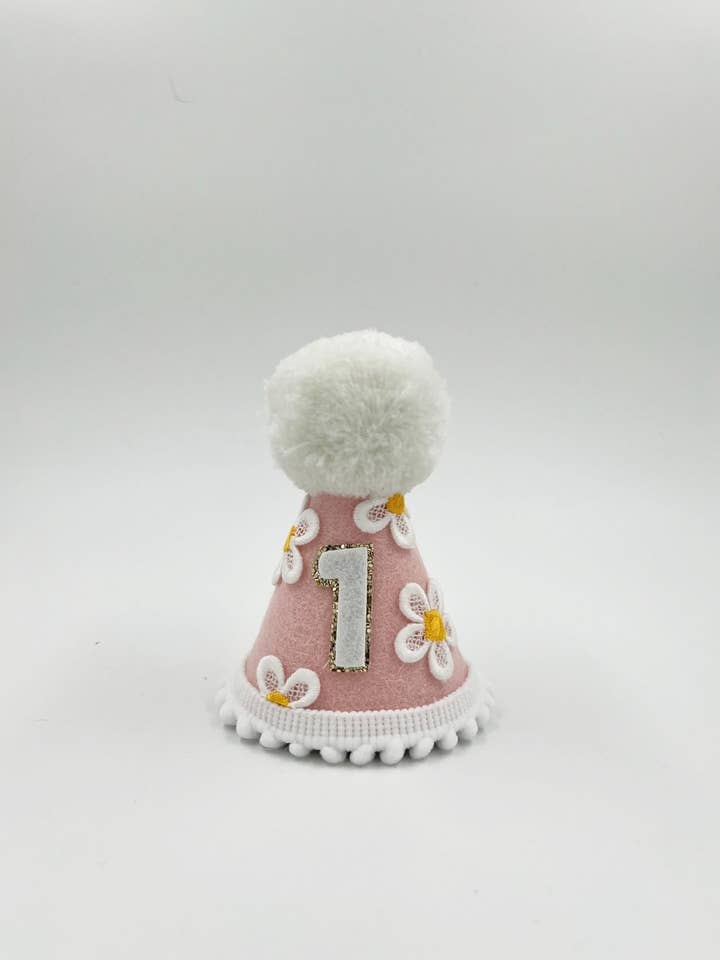 Pink daisy felt hat for wholesale by Nash and Willow