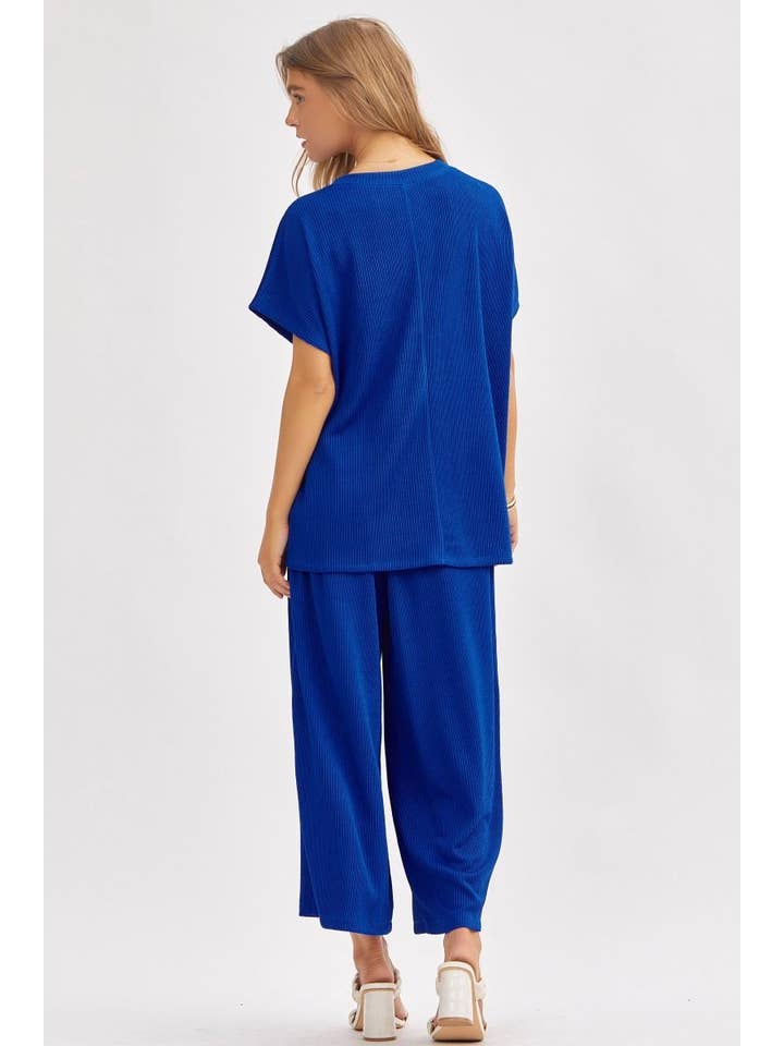 Dear Scarlett - Vendita all'ingrosso Completo top e pantaloni (NON loungewear) - Donna - Top Solido + Pantaloni a Gamba Larga TRVSET-PALMBEACH14