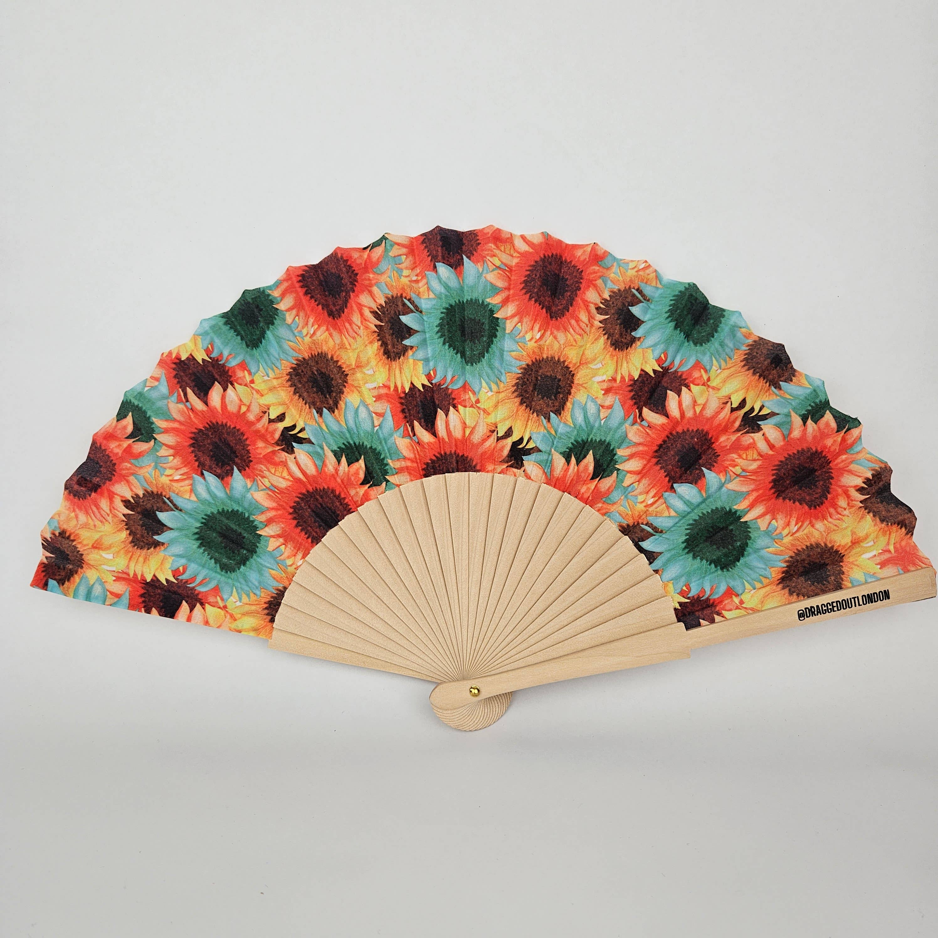 Dragged out – wholesale Handheld folding fan – Small Folding Wood Hand Fan – Sunflower1