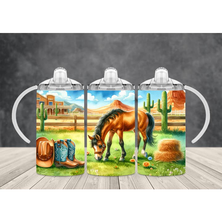 Western Desert Horse 12oz Stainless Steel Kids Sippy Cup for wholesale by AvaryMaeInspirations