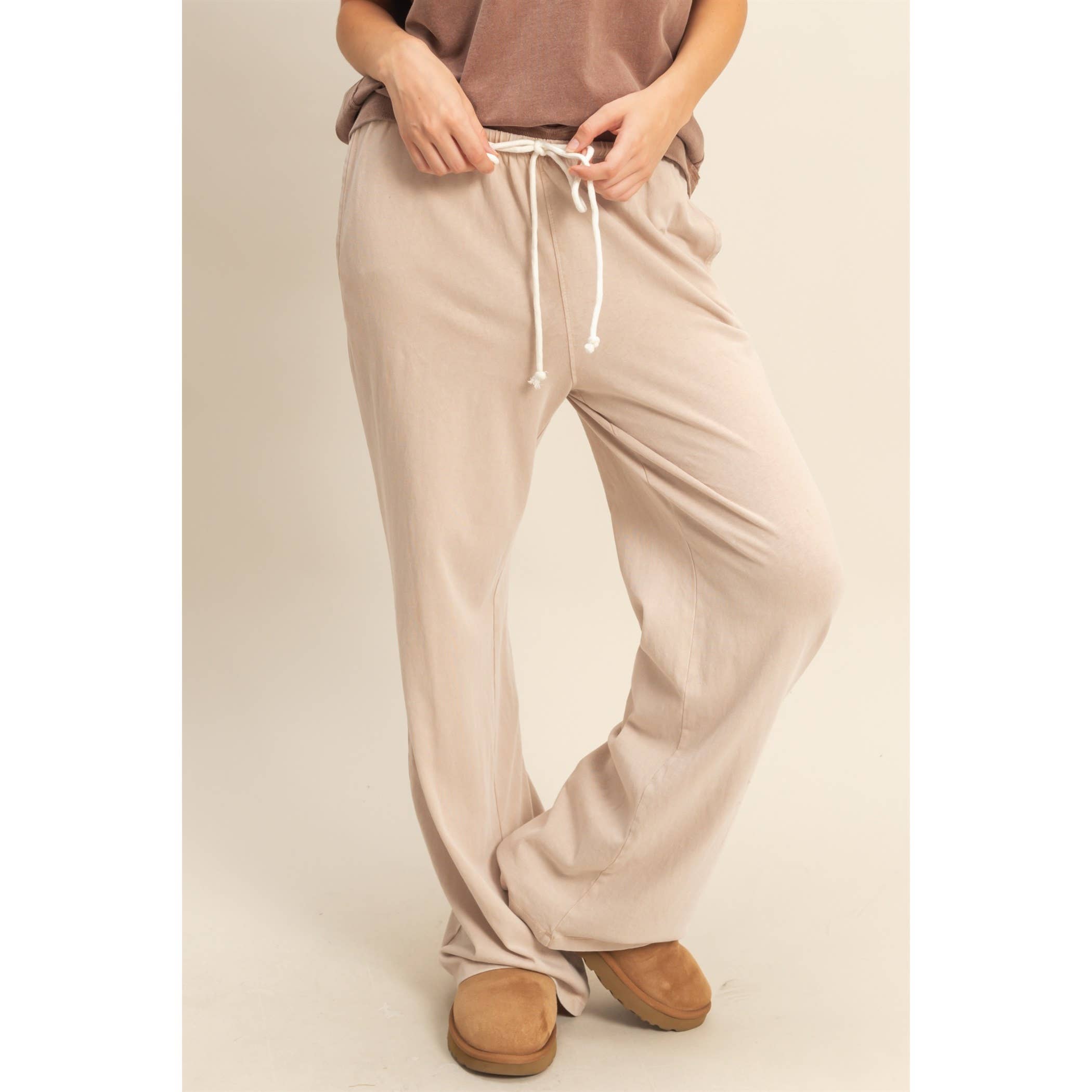 Double Zero - Vendita all'ingrosso Pantaloni sportivi/da jogging loungewear - Donna - Pantaloni rilassati a vita con coulisse lavati con minerali4