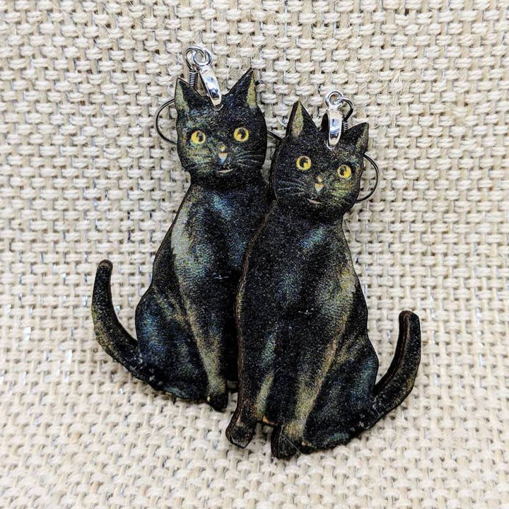 Black Cat Kitty Earrings for wholesale by Iamsonotcool