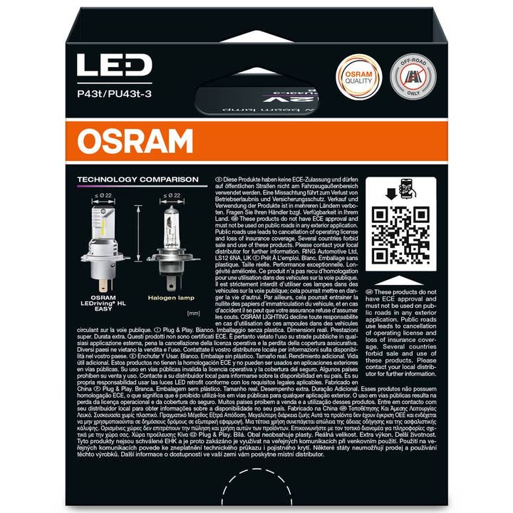 OSRAM LEDriving EASY 64193DWESY-2HB ~H4 P43t / PU43t-3 12V 18,7W/19,0WW per la vendita all'ingrosso da parte di S&U FairTrade UG