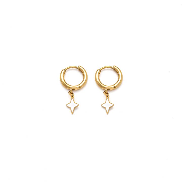 Sleeper Steel Emalj Star hängande örhängen för wholesale av Bijoux 7bis