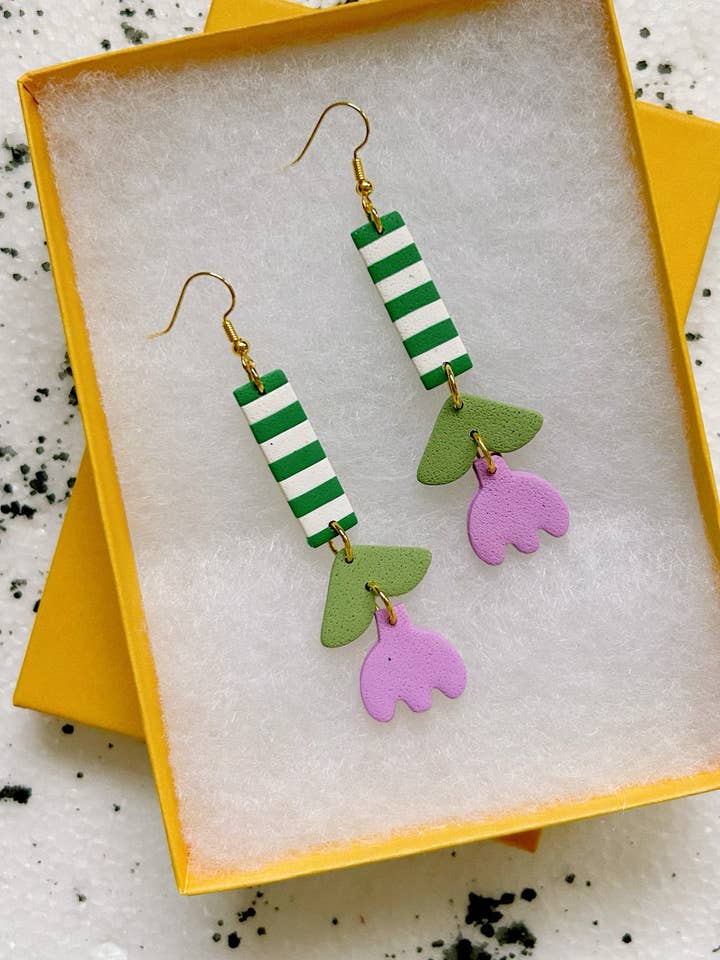 Tulip Stripe Earrings for wholesale by Lemon Lee Studio