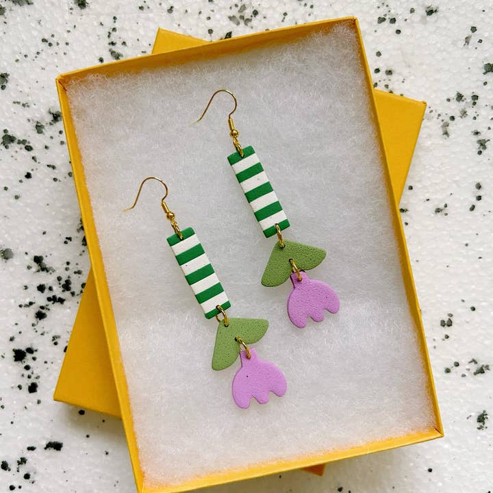 Lemon Lee Studio - Wholesale Dangle Earrings - Tulip Stripe Earrings0