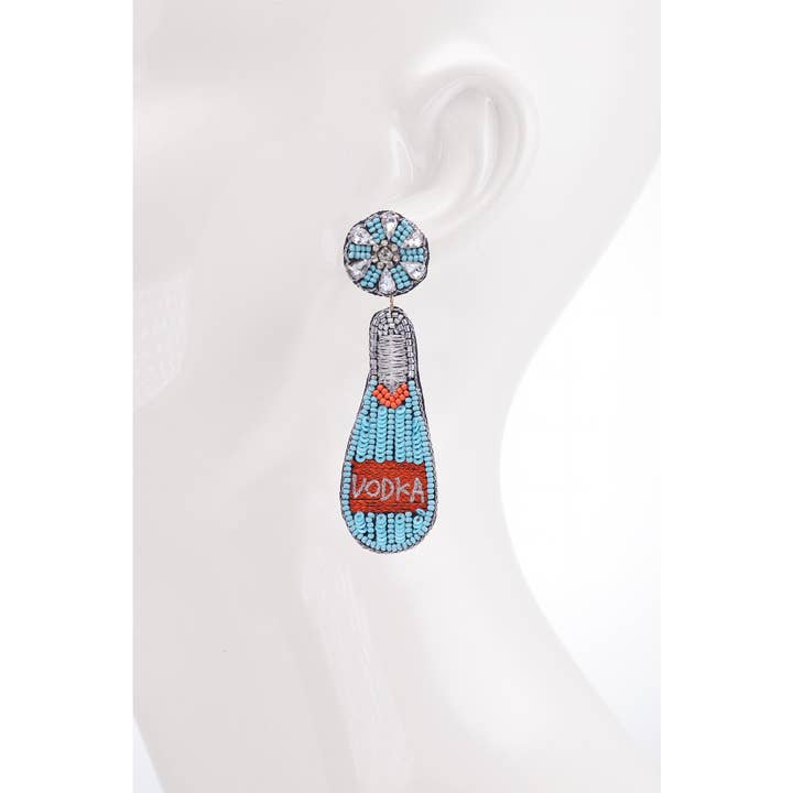 BLUE GDBLE Vodka Bottle w/ Bead Drop Earrings for wholesale on Faire4