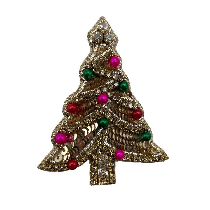 Kitsch Christmas Tree embroidered brooch / pin for wholesale by Sixton London