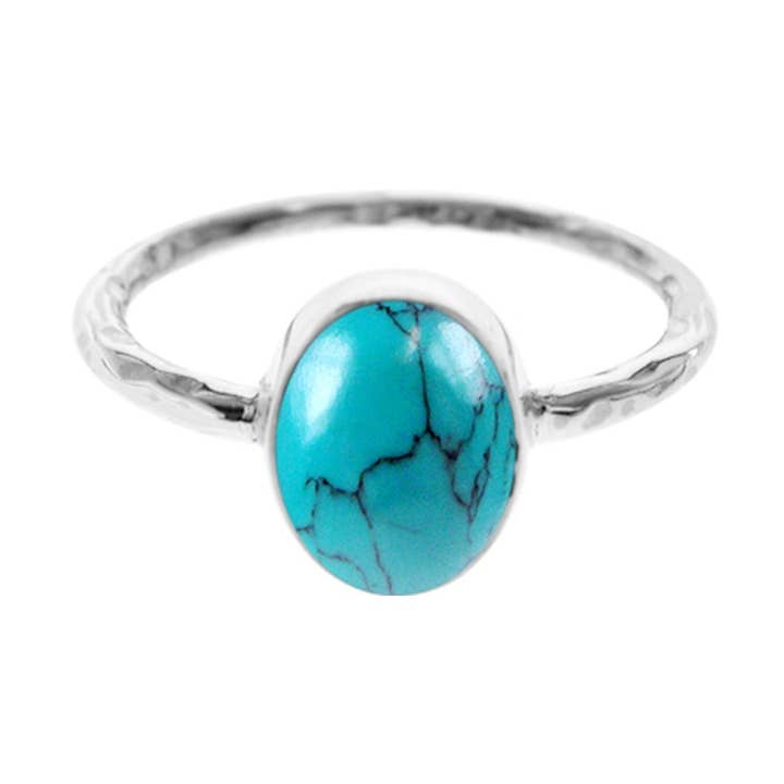 Bague ovale verticale turquoise Lexi pour la vente par Kali Ma Designs - Sterling Silver Jewellery