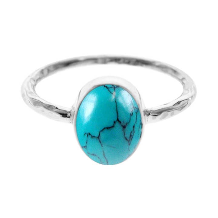 Lexi lodret oval turkis ring for engroshandel hos Kali Ma Designs - Sterling Silver Jewellery