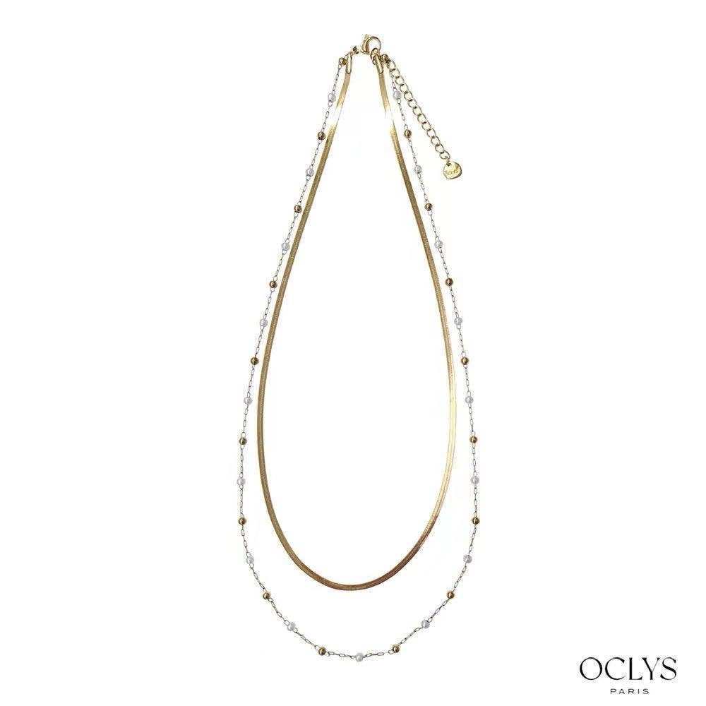 Oclys - Wholesale Beaded/Pearl Necklace - Set of 12 assorted beaded necklaces stainless steel Vana13