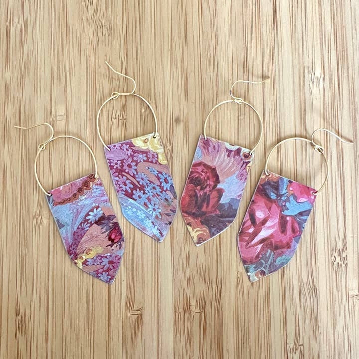 TTE Designs - Wholesale Dangle Earrings - Best Sellers - Set of 12 Recycled Vintage Tin Earrings 31