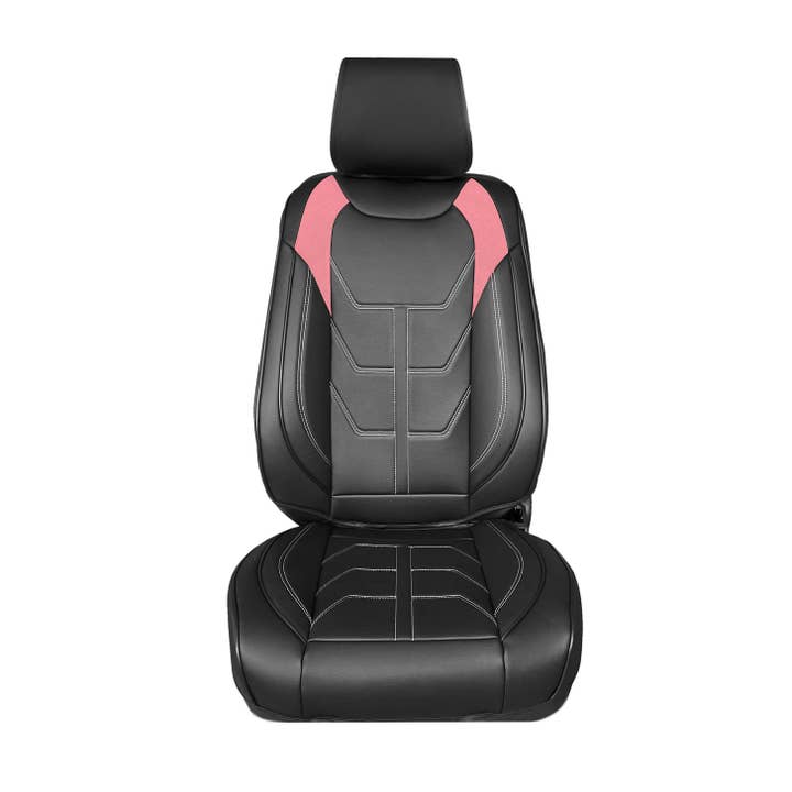 Housses de siège auto Bionic70 Deluxe en similicuir avec coutures contrastantes, ensemble avant, rose pour la vente par FH GROUP