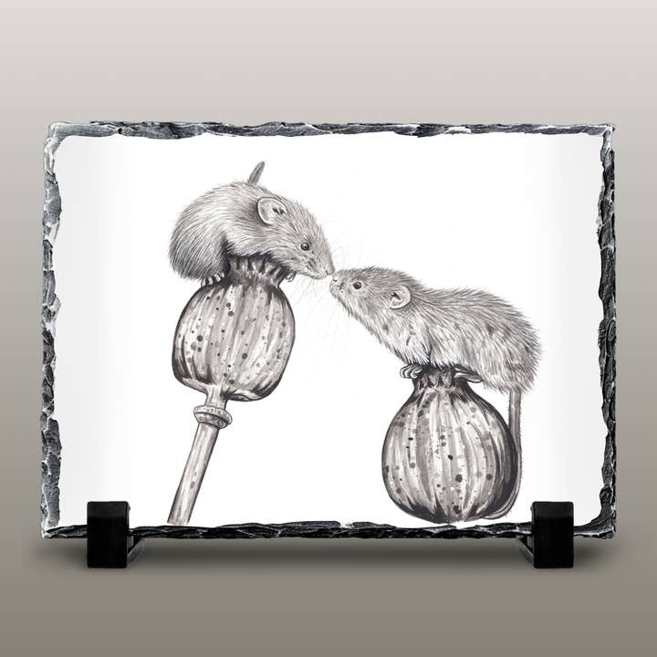 Harvest Mice Medium Slate Picture for wholesale by Emmy Turner Illustration
