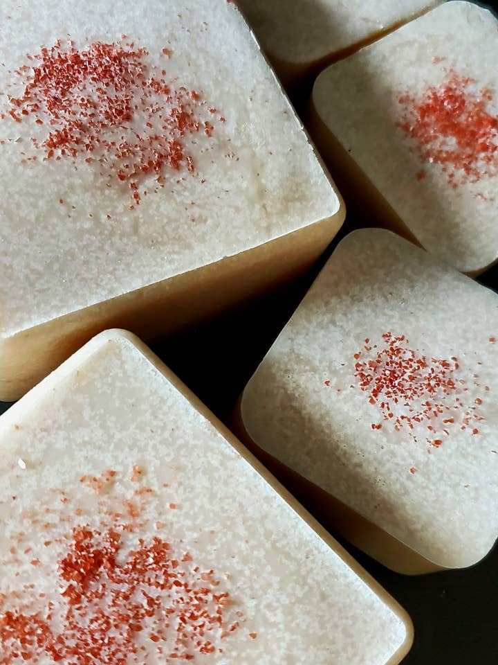 Merry Mint Red Sea Salt Soap /Peppermint Salt Soap Holiday for wholesale by Raven Avenue Studio