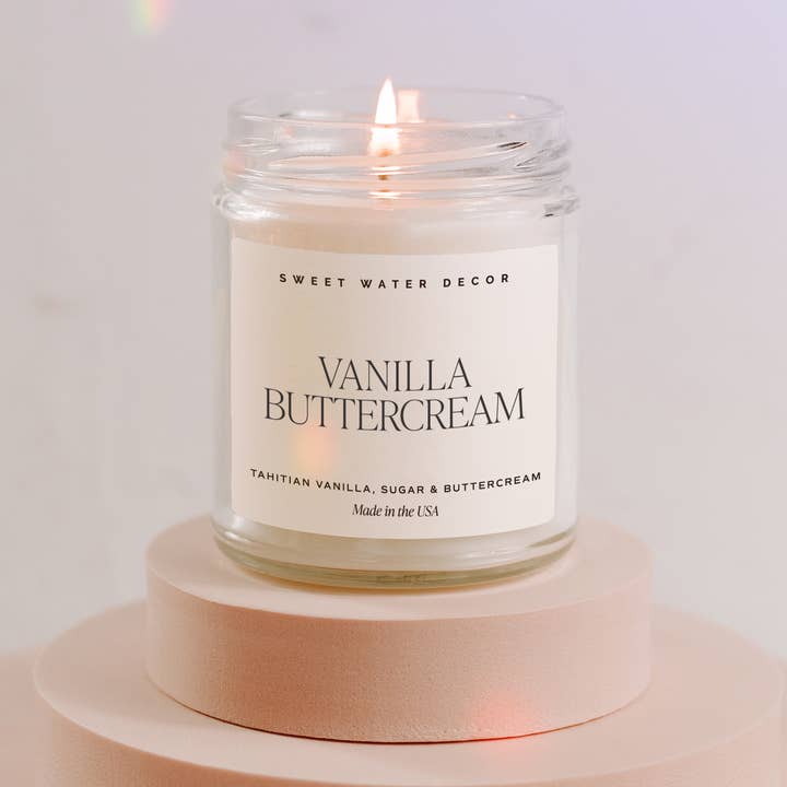 Sweet Water Decor - Wholesale Jar/Filled Candle - Vanilla Buttercream 9 oz Soy Candle - Home Decor & Gifts