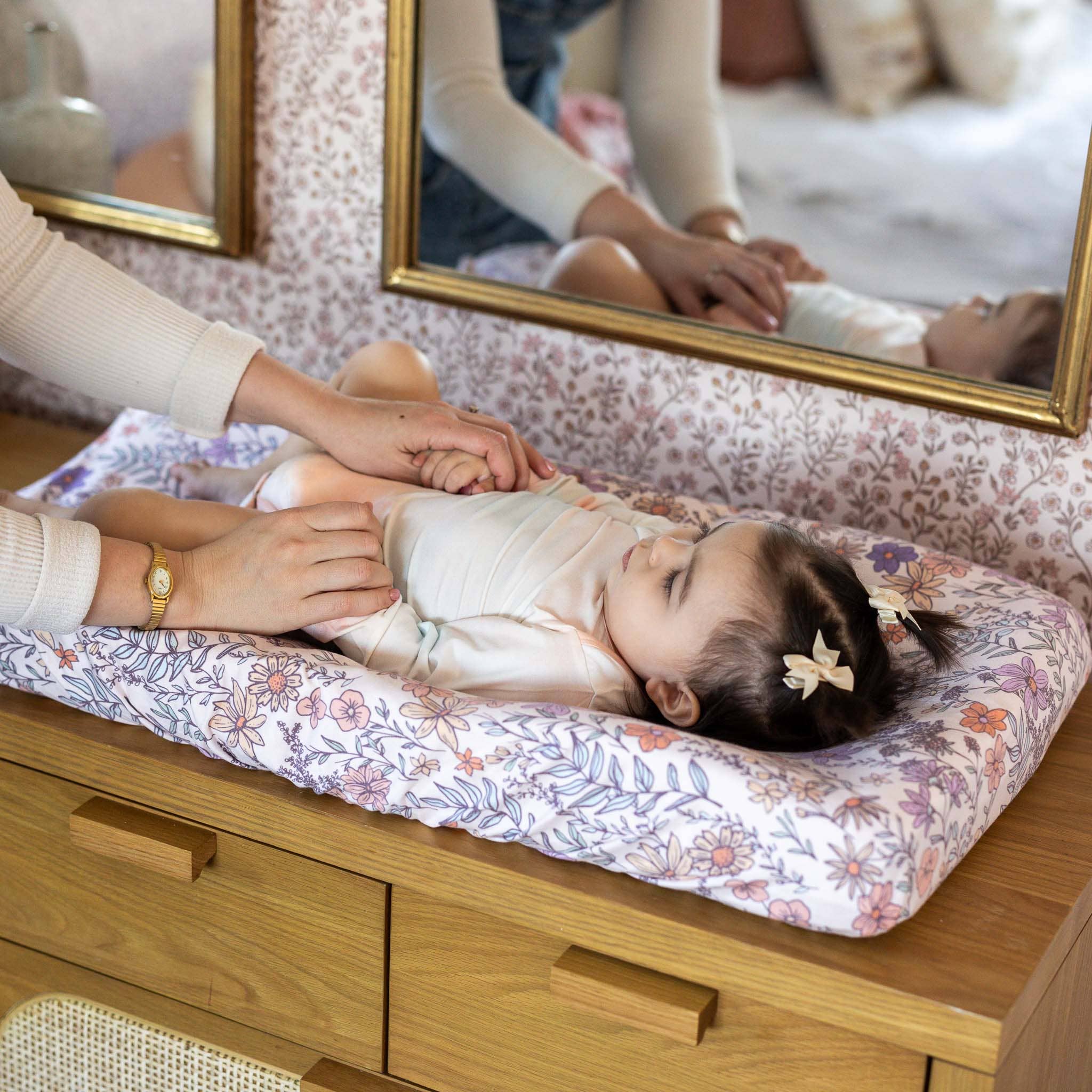 Copper Pearl - Wholesale Changing Mat/Pad Cover - Baby - Premium Knit Diaper Changing Pad Cover - Flora2