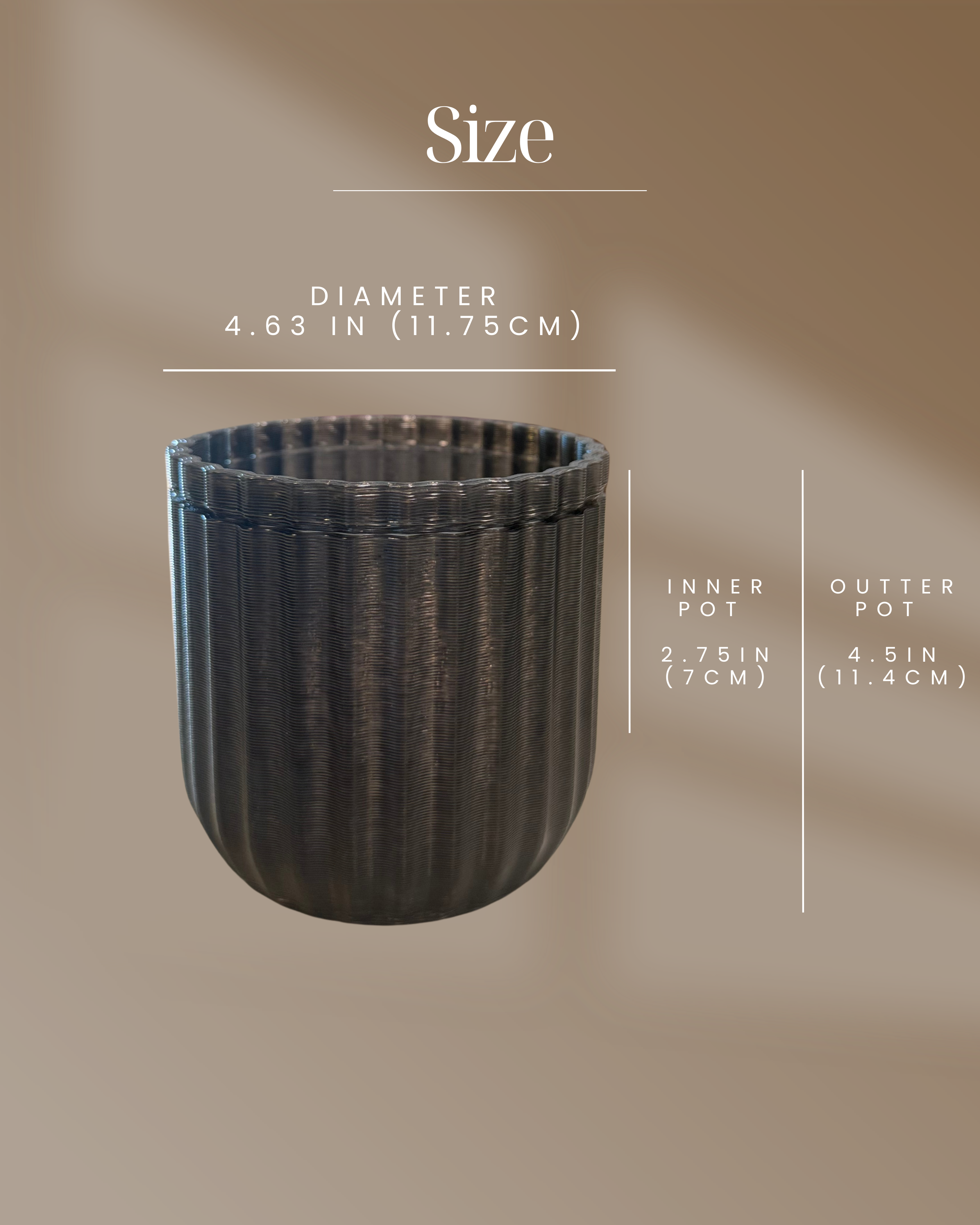 MONKBOTANICALS - Vente Pot - Terre Ton - Cache-pots de 4,6" en Minuit, Ambre & Mousse1