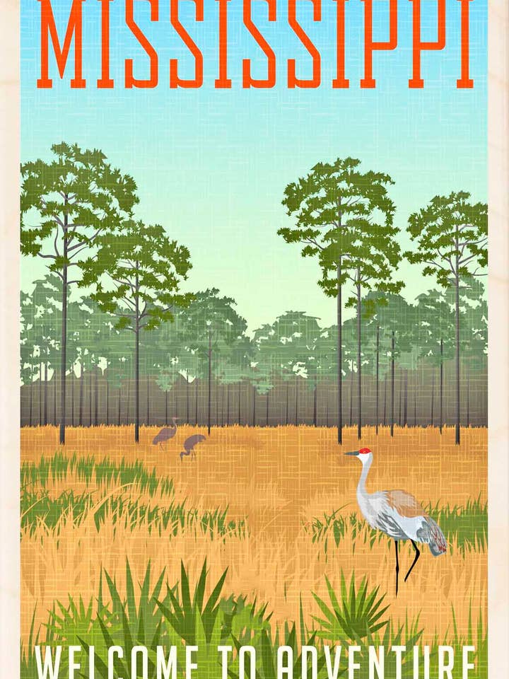 Mississippi - Wooden postcard, wooden magnet for wholesale by THE WOODEN POSTCARD COMPANY
