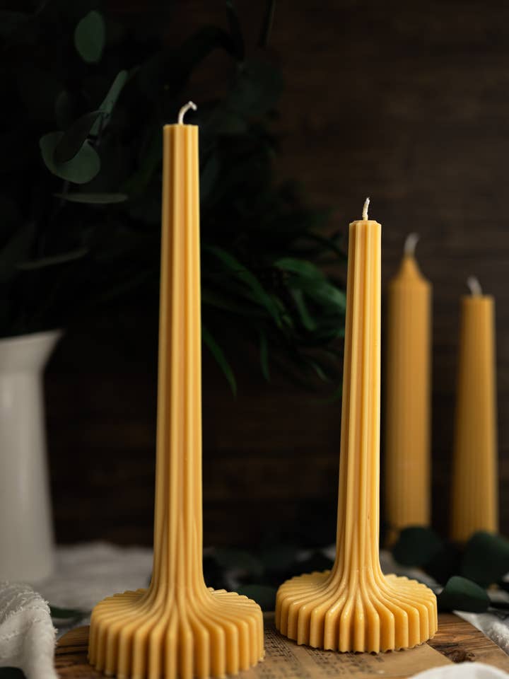 Candela a colonna a strisce grandi, candela conica estetica inodore per la vendita all'ingrosso da parte di MySunshineCandless