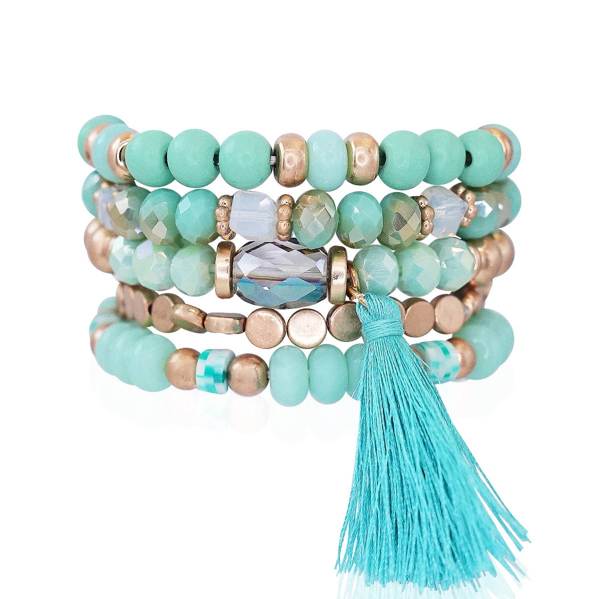 Loven x Mini Momo - Venta al por mayor Juegos de joyas - Set de pulseras elásticas apilables con cuentas y dijes de letras2