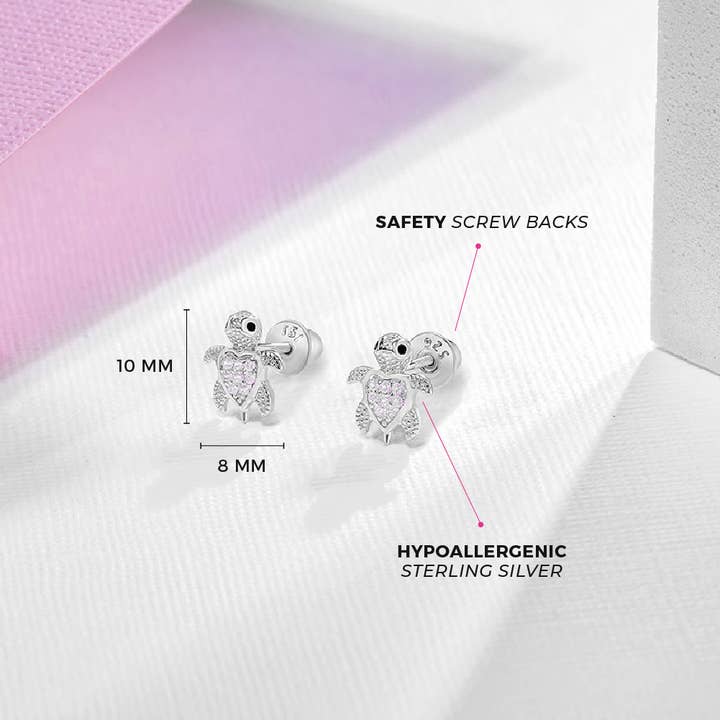 In Season Jewelry – Engroshandel Smykker - Børn – CZ skildpadde børn/piger øreringe CZ sjov - Sterling sølv12