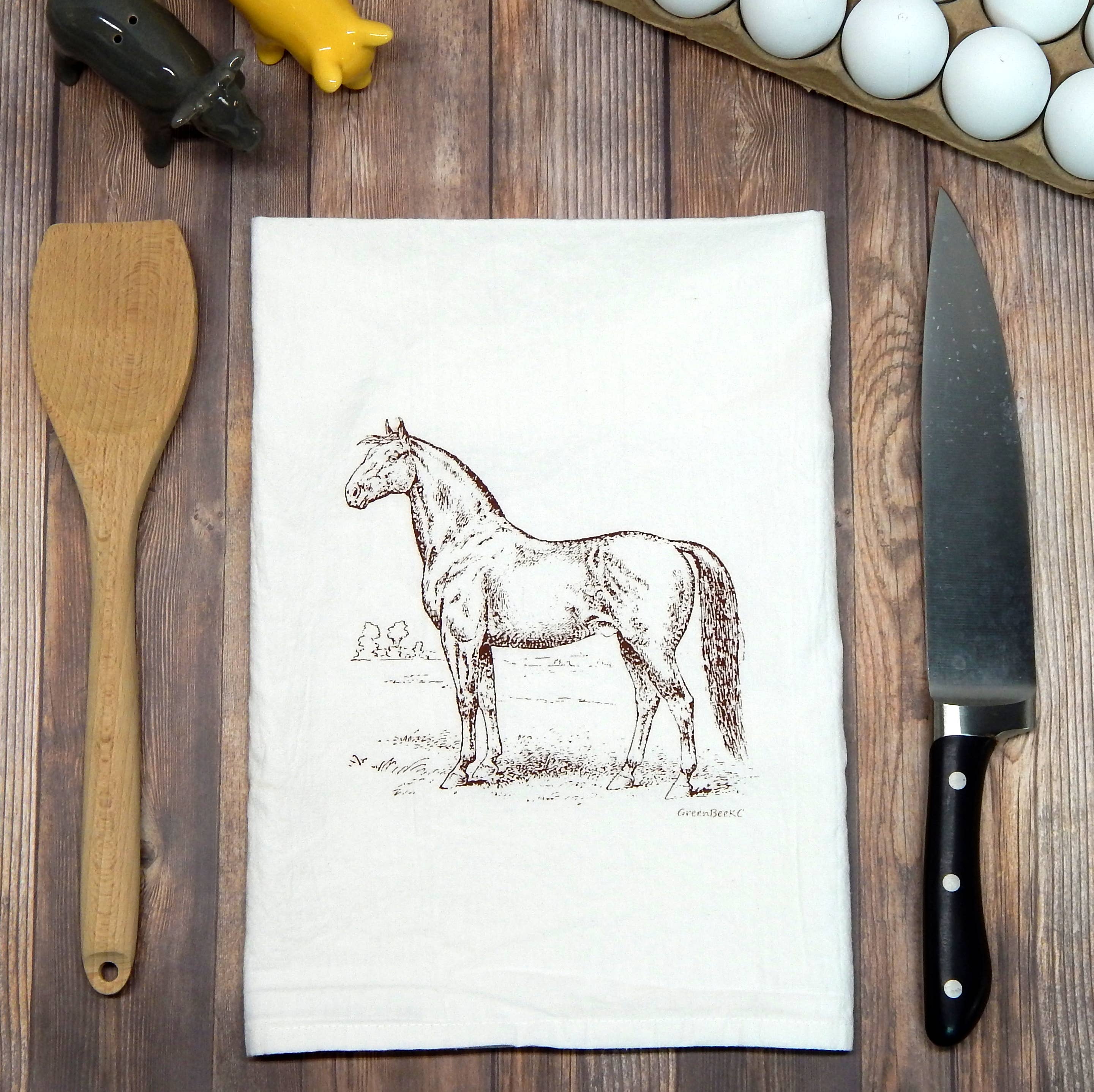 Green Bee Tea Towels - Wholesale Tea Towel - Horse Kitchen Towel | Tea Towels | Flour Sack Dish Towels4