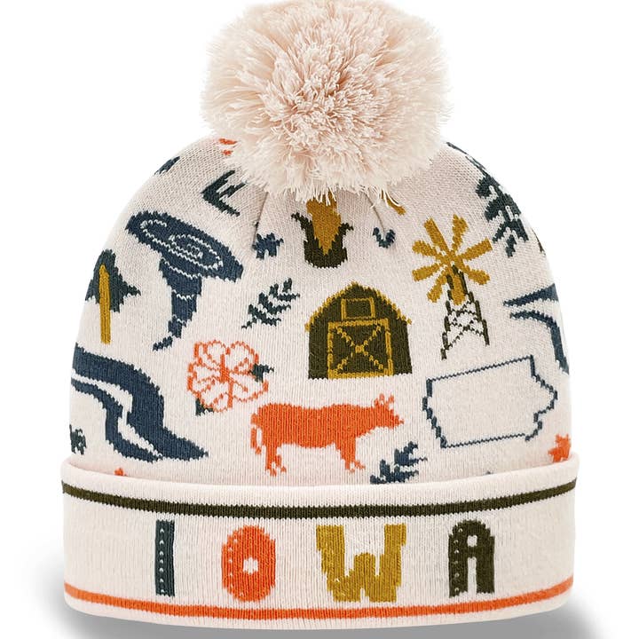 Iowa State Strickmütze mit Bommel | Farm Natur Winterreise Geschenk für den Großhandel von Northern Icons Creations INC