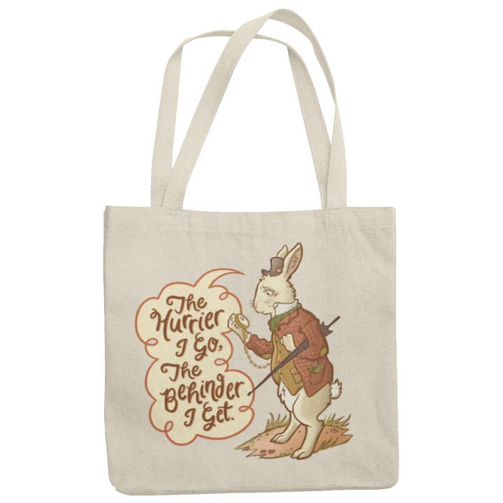 Alice in Wonderland White Rabbit Tote Bag for wholesale by Lucky Mfg. Co.
