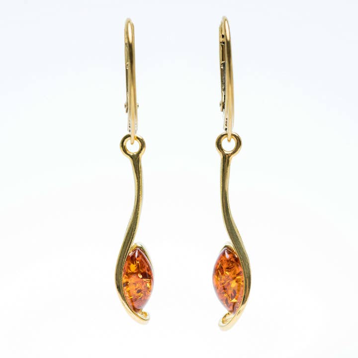 Gouden amberkleurige oorbellen Silver Drop Earrings Everyday Teardrop voor wholesale door Marcin Waryszak