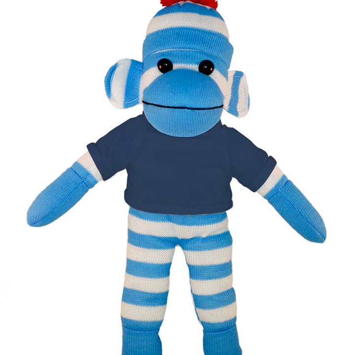 Plushland - Wholesale Stuffed/Plush Toy - Kids & Baby - Blue Sock Monkey Bean Bag animal 10"4